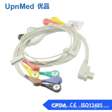HDMI Holter ekg cable 10 lead wires,snap or clip